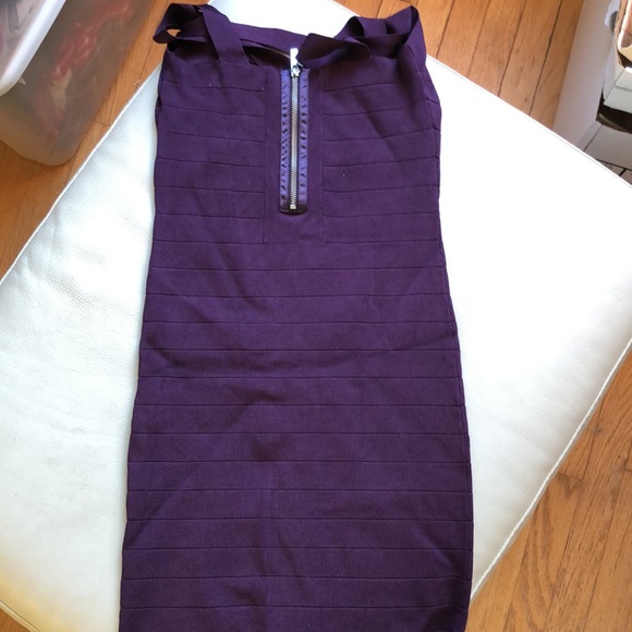 Karen Millen purple body-con midi with braid design on front - Picture 8 of 10